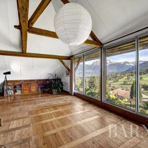 Third Floor: living room with view of the mountains and Lake Annecy